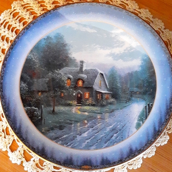 ๐*VINTAGE* LENOX ~KINKADE~ PEACEFUL RETREATS "MOONLIT LANE" WALL PLATE #517 A - Picture 6 of 12